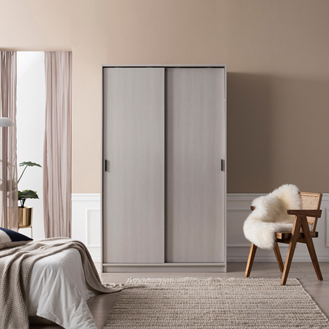 리바트 토피 슬라이딩 옷장 1200 긴옷행거형 방문설치, 화이트오크