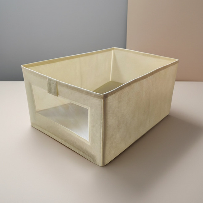 앞날창창 패브릭 수납 정리함 부직포, 베이지, 2개