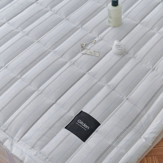 깃든 국내 제조 메르 60수 고밀도 순면 침대패드, 프렌치 블루