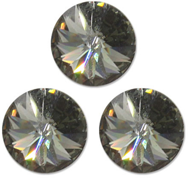 YBK Products 高級SW水晶寶石立腳鈕扣, 灰色, 3個