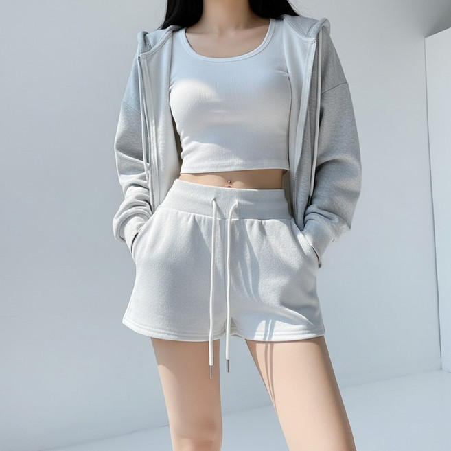 마켓피아 여성용 허리밴딩 드로스트링 숏 반바지