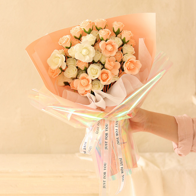 센트바스켓 비누꽃 글로리 오로라 자나 50송이 꽃다발, 연핑크, 1개