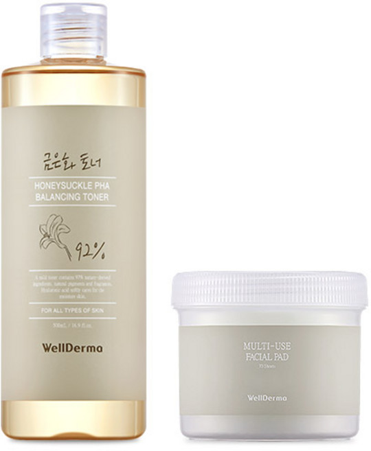 WellDerma 夢蝸 平衡化妝水+護理棉片 70入, 500ml, 1組