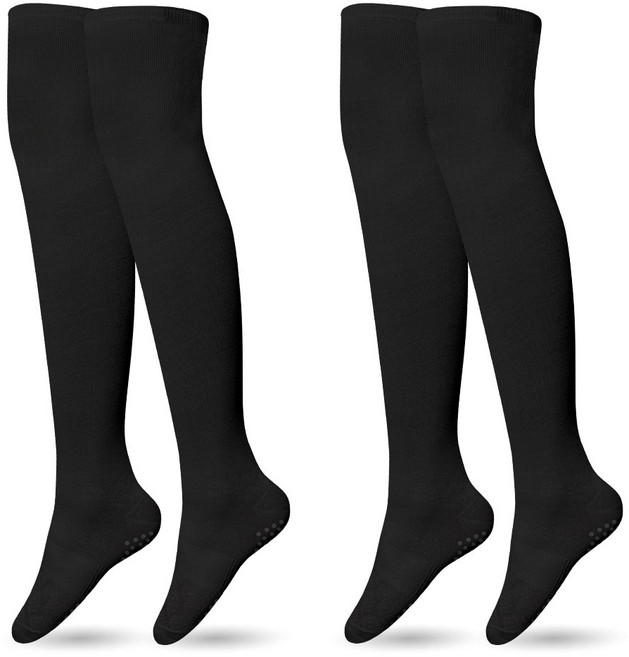 크로커다일 여성용 골프 논쿠션 라라 오버니삭스 CD214, 블랙, 2개