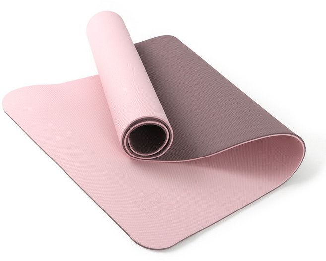 ALEAF TPE 雙面瑜珈墊 標準款 - 玫瑰粉, 1個, 淡玫瑰