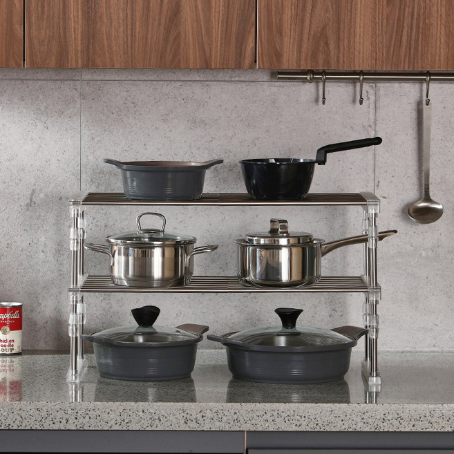 케이리빙 국산 프라임 높이 폭조절 주방선반, 투명, 1개