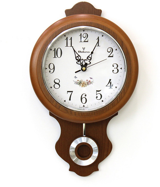 Rolens 월넛추 저소음 벽시계 + 건전지