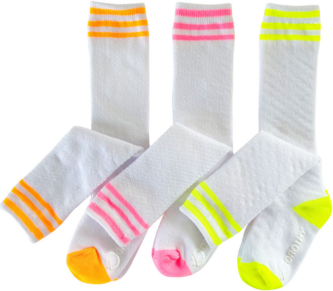 코코비도로시 여아용 네온메쉬삼선 삭스 3종 세트