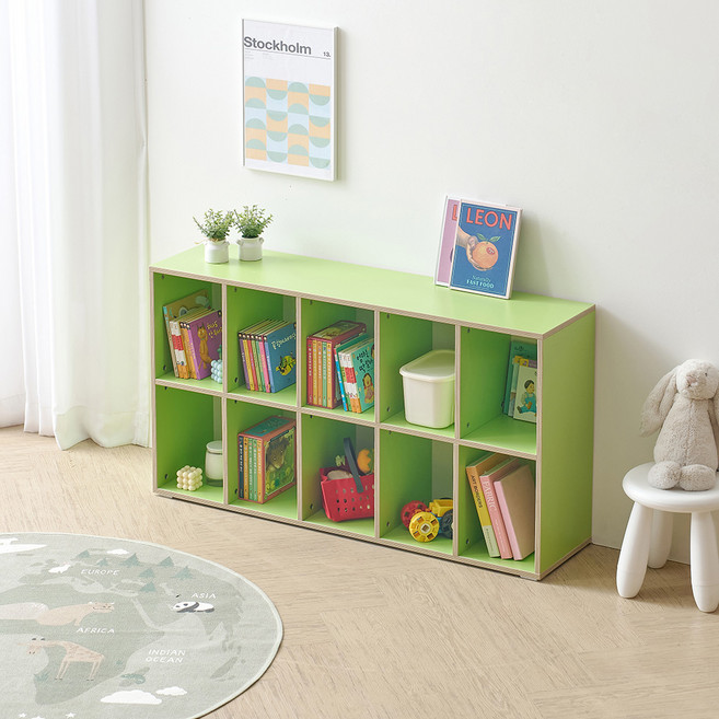 퍼닉에스엠 동그리 1200 책장, 그린, 2단