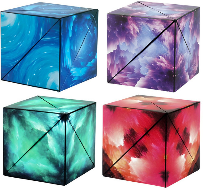 HiJB 宇宙磁力變形魔術方塊 4入組, 藍色、紅色、紫色、綠色, 1組
