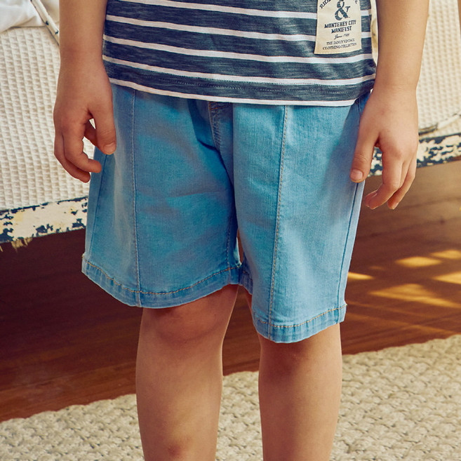 토토헤로스 남아용 TH 헌터 5부 통 배기핏 데님 바지