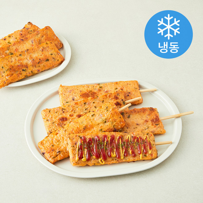 건강한끼 오징어야채 부산 어묵바 (냉동), 80g, 8개