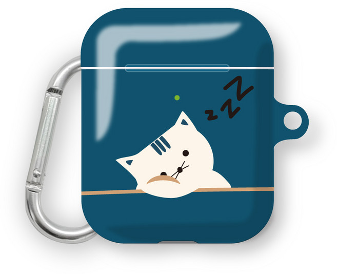 프루그나 쿨쿨애니멀 에어팟 하드케이스 + 카라비너, 고양이, 1개