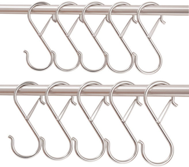 쥬롬 빠지지않는 잠금형 S자 고리 소형, 실버, 10개