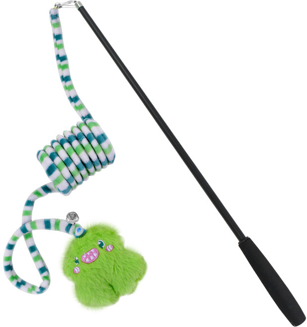 펫츠몬 고양이 4단 캣닢 스프링 3 in 1 낚싯대, 그린, 1개