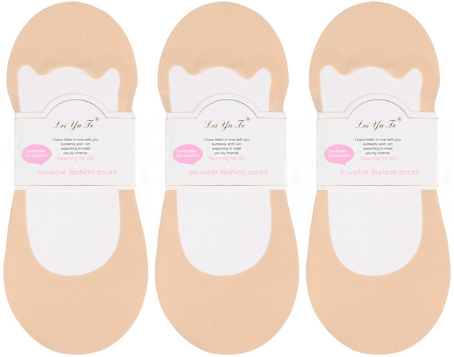 두발로싹스 여성용 프리미엄 실리콘 무봉제 덧신 3켤레