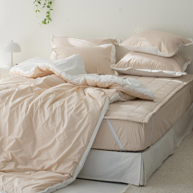 스코홈 바이오워싱 고밀도 순면 호텔식 차렵이불 세트