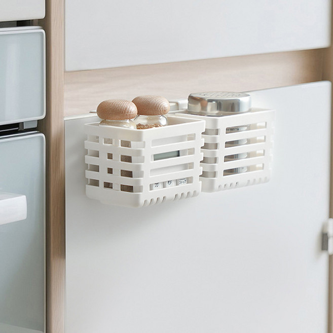 메이크마인 미니 걸이형 다용도 수납 바구니 소형, 화이트, 2개