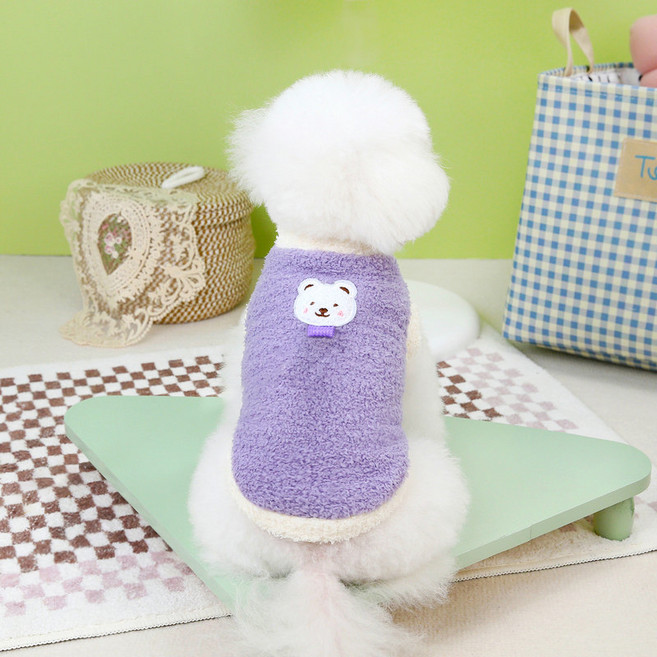 파스텔펫 반려동물 뽀글이 베어 티셔츠, 퍼플, 1개