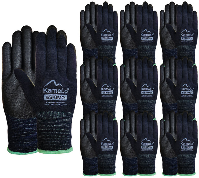 카멜로 겨울 작업 기모 코팅장갑 양손착용 10세트, 네이비, 10개