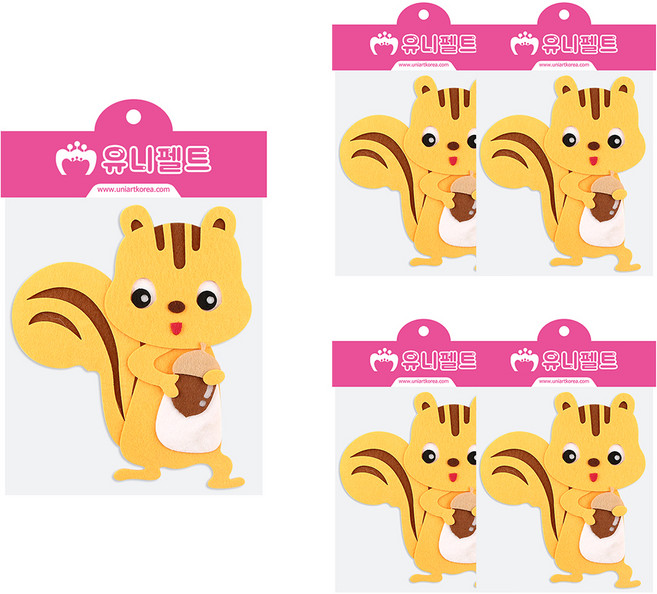유니아트 다람쥐 신형 펠트 5p, 혼합색상, 1세트