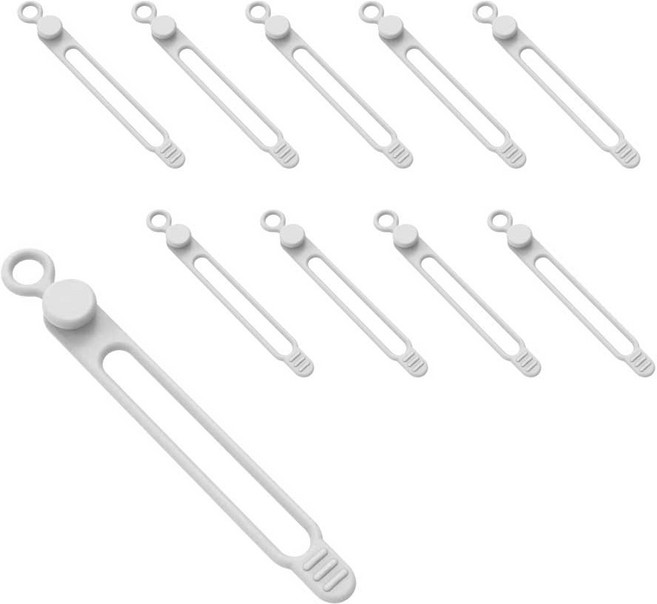 쥬롬 실리콘 케이블 타이 선 정리 홀더, 10개, 화이트