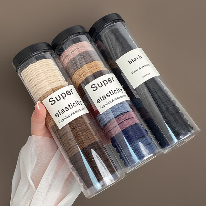 핸날 고탄성 물결 무팁 머리끈 3종 x 20p + 케이스 3p 세트