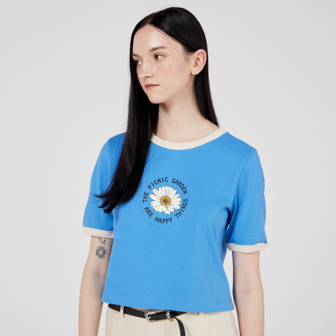 쥬시쥬디 여서용 J오가닉 립배색 크롭 티셔츠 JXTS321D