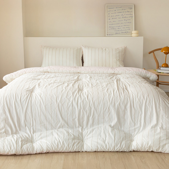 Dailylike Lillico 抗過敏 純棉 60支 薄被 條紋, 親愛的粉紅