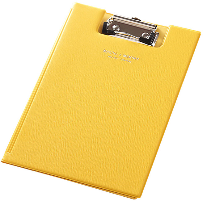 동아피엠에스 가죽 커버 클립보드 A4 31.5 x 22.5 cm, 옐로우, 1개