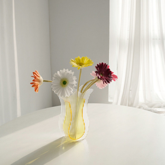 영롱 웨이브 아크릴 화병, 옐로우