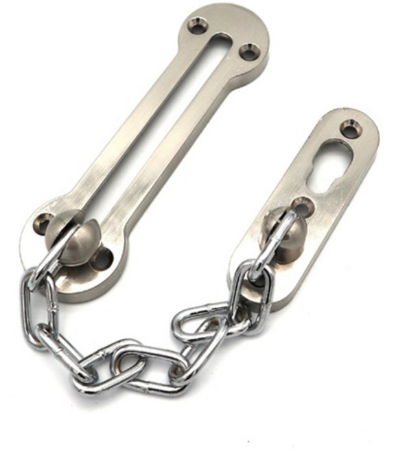 파파리브 체인형 다용도 안전고리 이중 잠금장치 실버, 1개