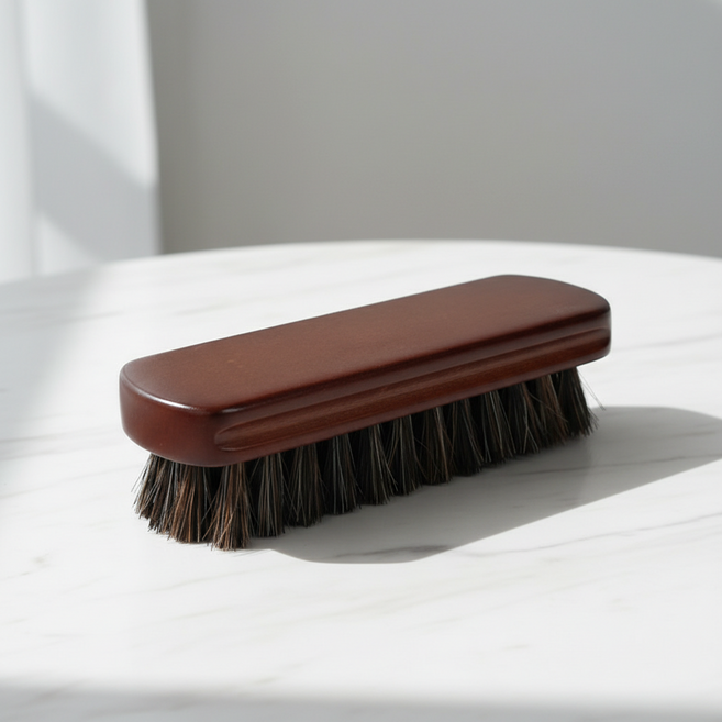 마켓피아 신발 브러쉬 클리너 구두솔 13.4cm, 레드 브라운 말털 브러쉬, 1개