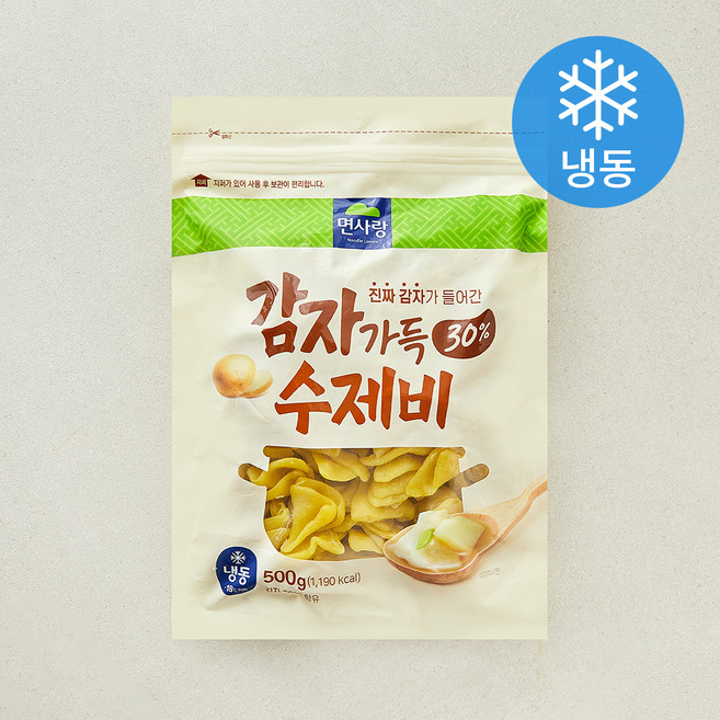면사랑 감자가득 30% 수제비 (냉동), 500g, 1개