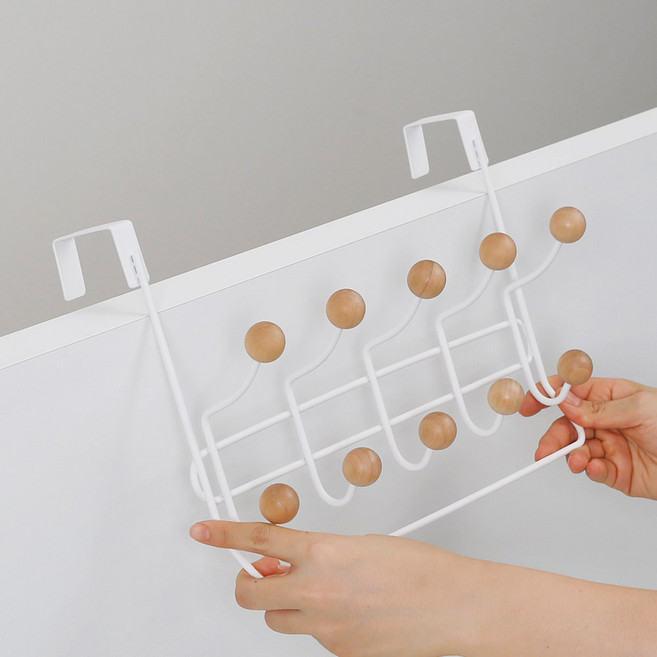 홈앤하우스 우드 오버더 도어훅 10구, 화이트, 1개