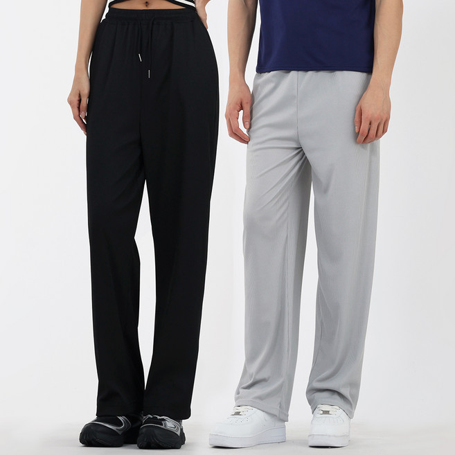 Elsso 男女通用 運動涼感羅紋絲滑觸感雙褶寬褲 2件組