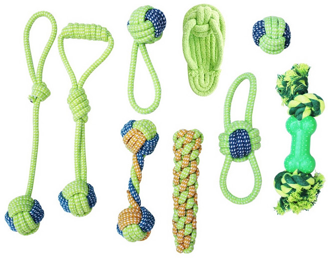 펫코노미 강아지 이갈이 로프 장난감 9종 세트, 혼합색상, 1세트