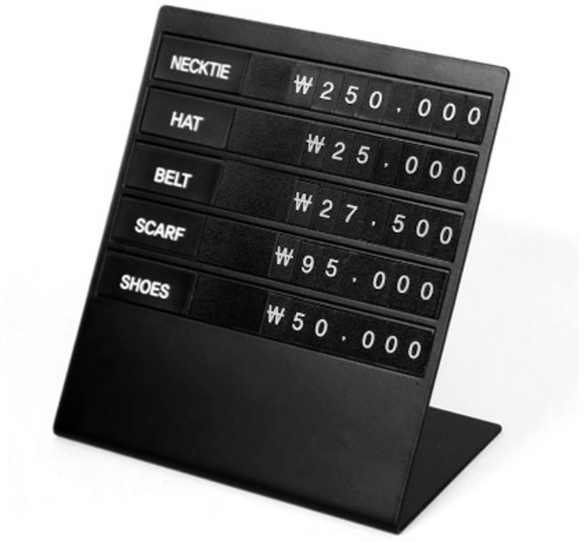 브이엠디 슬림형 그레이스 가격표시대 영문, 블랙 반무광, 1개