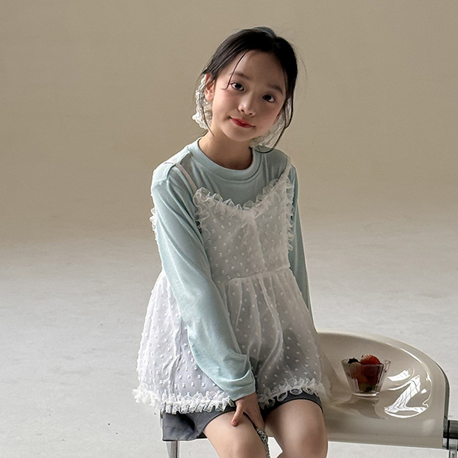 베이비맥스 레이스 프릴 스트랩 쉬폰 뷔스티에