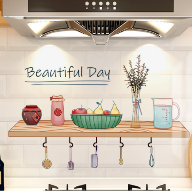 스타리움 인테리어 벽면 데코 포인트 주방 오염방지 스티커, BEAUTIFUL DAY