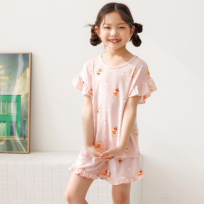 마벨슈슈 여아용 냉감 통기성 나이스데이 쿨냉감 반팔 상하의 세트