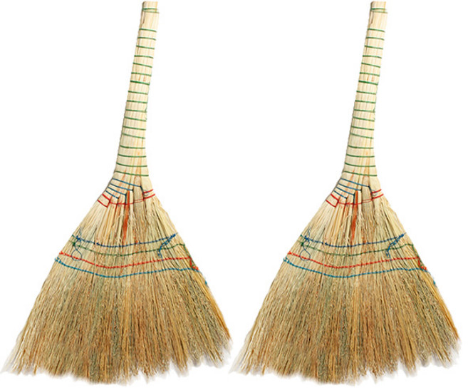 크린메이트 폴첸 실외 수수 싸리비 빗자루, 2개, 혼합색상