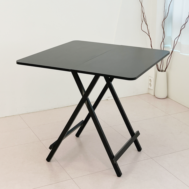 오브민 LPM 접이식 테이블 사각 식탁 800, 블랙, 4인용