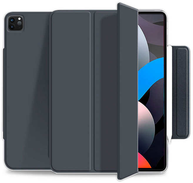 누아트 아이패드 마그네틱 애플펜슬 수납홀더 스마트커버 케이스, 차콜그레이