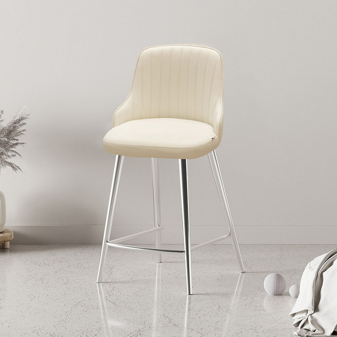 가구느낌 시엘 실버바 체어, 크림, 2개