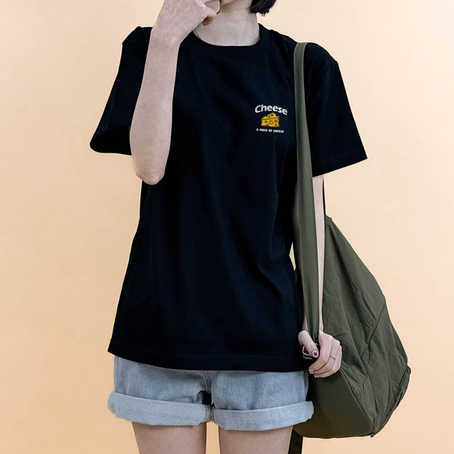 HumbleStudio 女款透氣起司Logo 17支圓領棉質短袖T恤 KK44085