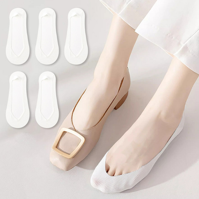 시너싹스 여성용 브이라인 골지 쿨 냉감 덧신 5켤레 세트