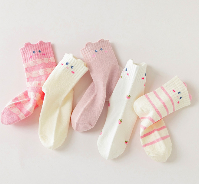 아이뿜 여아용 핑크 귀요미 양말 5종 세트 F98