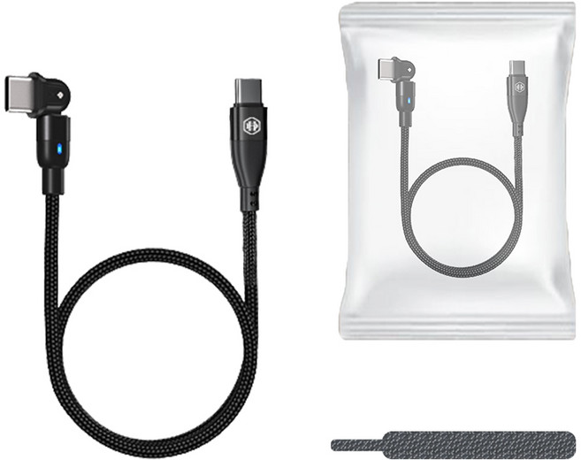 대한오토모빌 C타입-C 타입 차량용 핸드폰 초고속 멀티 충전 180도 회전케이블 CAR-DH-CP213, 1m, 혼합색상, 1개