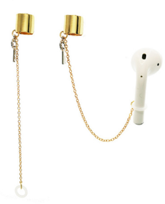 아리코 에어팟 분실방지 양쪽 실버열쇠 이어커프, 골드